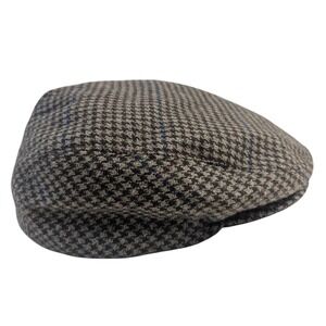 Country Gentleman Men's Tweed Flat Cap Houndstooth Plaid Brown Blue Size M